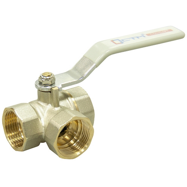 STM Кран шаровой латунь трехходовой тип T Ду20 Ру30 ВР рычаг